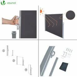 VOUNOT 1.6 X 3 M Side Awning Retractable, Privacy Screen For Patio, Garden, Balcony, Terrace, Black -Outdoor Furniture Store 36757615 5