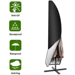 Parasol Cover, 265cm Garden Parasol Cover / Protective Cover For Oxford Waterproof Parasol, Black