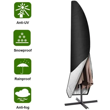 Parasol Cover, 265cm Garden Parasol Cover / Protective Cover For Oxford Waterproof Parasol, Black 3 Parasol Cover, 265cm Garden Parasol Cover / Protective Cover For Oxford Waterproof Parasol, Black