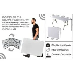 6ft Folding Table Trestle Camping Party Picnic BBQ Stall Garden Indoor Outdoor -Outdoor Furniture Store 36857497 4