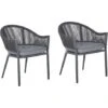 Set Of 2 Outdoor Garden Dining Chairs Grey Aluminium Polyester Set Pad Mileto -Outdoor Furniture Store 36914470 1