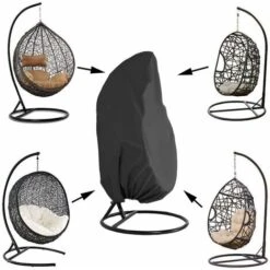 Garden Hanging Chair Cover Rattan Wicker Waterproof Hanging Chair Cover Egg Protector Cover Water And Dust Resistant Chair - 190 X115cm, Black SOEKAVIA