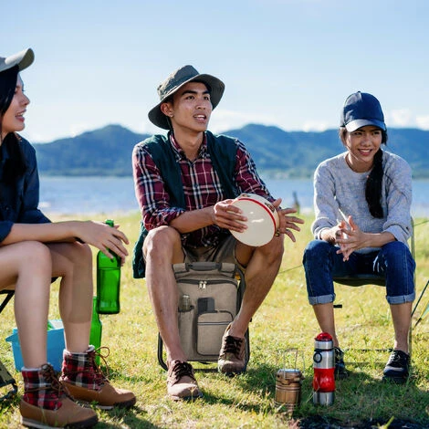 Relaxdays Folding Camping Stool With Bag, Foldable, Lightweight Fishing Seat, Outdoor Chair, Robust, Polyester, Beige 4 Relaxdays Folding Camping Stool With Bag, Foldable, Lightweight Fishing Seat, Outdoor Chair, Robust, Polyester, Beige - Image 2