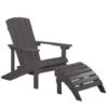 Outdoor Lounger Chair Grey Plastic Wood With Footstool For Patio Yard Adirondack -Outdoor Furniture Store 37331059 1
