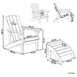 Outdoor Lounger Chair Grey Plastic Wood With Footstool For Patio Yard Adirondack -Outdoor Furniture Store 37331059 3