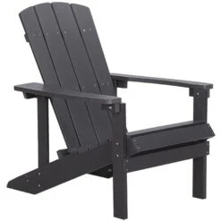Outdoor Lounger Chair Grey Plastic Wood With Footstool For Patio Yard Adirondack -Outdoor Furniture Store 37331059 4