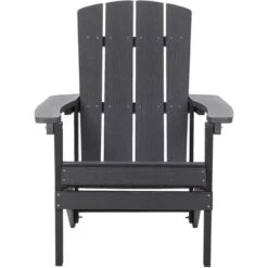 Outdoor Lounger Chair Grey Plastic Wood With Footstool For Patio Yard Adirondack -Outdoor Furniture Store 37331059 5