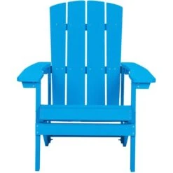 Outdoor Lounger Chair Blue Plastic Wood With Footstool For Patio Yard Adirondack -Outdoor Furniture Store 37331061 5