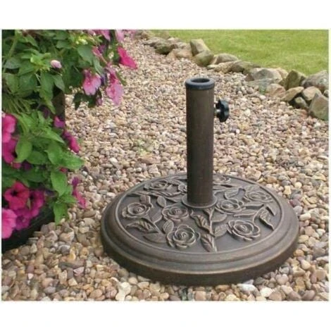 Rattan Effect Garden Parasol Umbrella Base - Heavy Duty Weatherproof Traditional Adjustable Black Resin Umbrella Stand For Patio, Garden, Outdoor, Camping - Black (10Kg) 3 Rattan Effect Garden Parasol Umbrella Base - Heavy Duty Weatherproof Traditional Adjustable Black Resin Umbrella Stand For Patio, Garden, Outdoor, Camping - Black (10Kg)