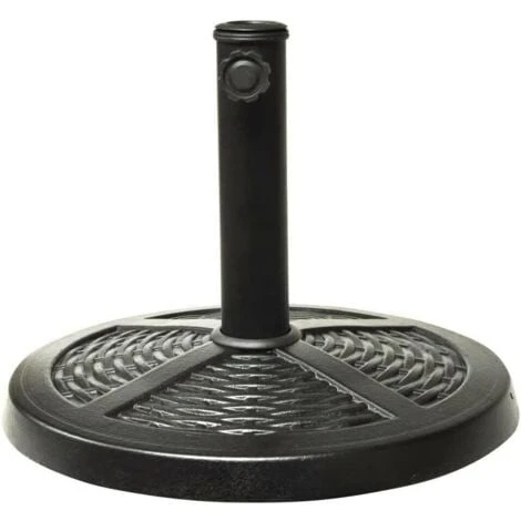 Rattan Effect Garden Parasol Umbrella Base - Heavy Duty Weatherproof Traditional Adjustable Black Resin Umbrella Stand For Patio, Garden, Outdoor, Camping - Black (10Kg) 4 Rattan Effect Garden Parasol Umbrella Base - Heavy Duty Weatherproof Traditional Adjustable Black Resin Umbrella Stand For Patio, Garden, Outdoor, Camping - Black (10Kg) - Image 2