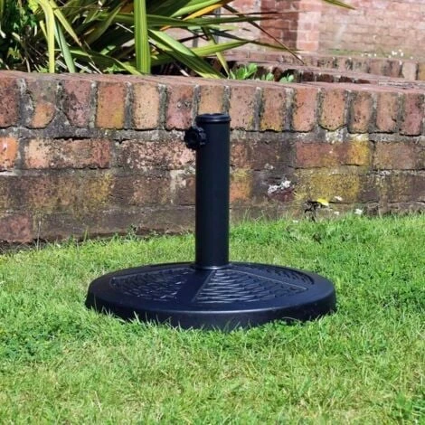 Rattan Effect Garden Parasol Umbrella Base - Heavy Duty Weatherproof Traditional Adjustable Black Resin Umbrella Stand For Patio, Garden, Outdoor, Camping - Black (10Kg) 6 Rattan Effect Garden Parasol Umbrella Base - Heavy Duty Weatherproof Traditional Adjustable Black Resin Umbrella Stand For Patio, Garden, Outdoor, Camping - Black (10Kg) - Image 4