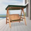 Tropicana Two Seater Wooden Swing With Canopy -Outdoor Furniture Store 37395372 1