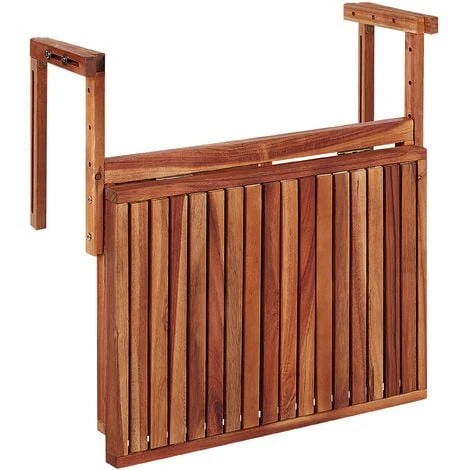 Balcony Hanging Rail Table Solid Dark Acacia Wood Folding 60 X 55 Cm Udine 7 Balcony Hanging Rail Table Solid Dark Acacia Wood Folding 60 X 55 Cm Udine - Image 5