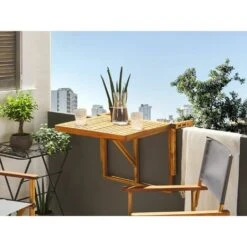 Balcony Hanging Rail Table Solid Light Acacia Wood Folding 60 X 55 Cm Udine 8 Balcony Hanging Rail Table Solid Light Acacia Wood Folding 60 X 55 Cm Udine -Outdoor Furniture Store 37624038 2