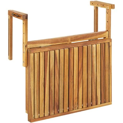 Balcony Hanging Rail Table Solid Light Acacia Wood Folding 60 X 55 Cm Udine 7 Balcony Hanging Rail Table Solid Light Acacia Wood Folding 60 X 55 Cm Udine - Image 5