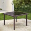 Livingandhome 105CM Patio Garden Square Rattan Frame Glass Top Table,Brown 1 Livingandhome 105CM Patio Garden Square Rattan Frame Glass Top Table,Brown -Outdoor Furniture Store 37742583 1