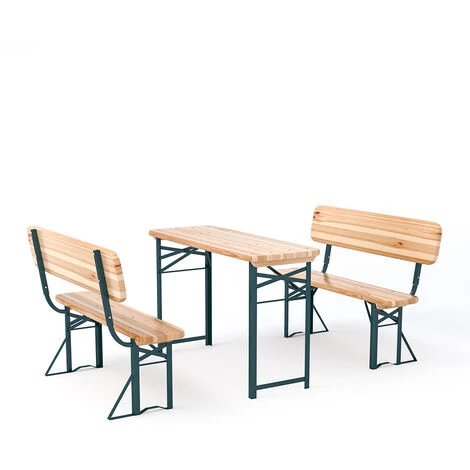 Livingandhome Set Of 3 Garden Wooden Folding Beer Table Bench Set 6 Livingandhome Set Of 3 Garden Wooden Folding Beer Table Bench Set - Image 4