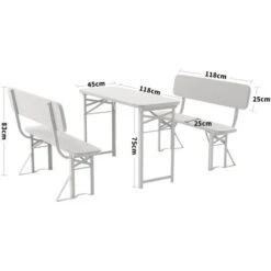 Livingandhome Set Of 3 Garden Wooden Folding Beer Table Bench Set 11 Livingandhome Set Of 3 Garden Wooden Folding Beer Table Bench Set -Outdoor Furniture Store 37742606 5