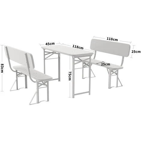 Livingandhome Set Of 3 Garden Wooden Folding Beer Table Bench Set 7 Livingandhome Set Of 3 Garden Wooden Folding Beer Table Bench Set - Image 5