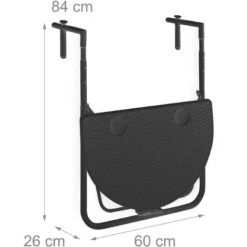 Relaxdays BASTIAN Attachable Balcony Table, 60 X 40 Cm, 3 Levels, Adjustable, Rattan Look, Black -Outdoor Furniture Store 38658634 4