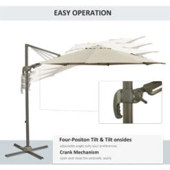 Outsunny 3(m) Cantilever Parasol 360° Rotation Roma Umbrella With Tilt Crank -Outdoor Furniture Store 3876471 4