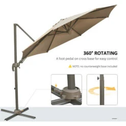 Outsunny 3(m) Cantilever Parasol 360° Rotation Roma Umbrella With Tilt Crank -Outdoor Furniture Store 3876471 5