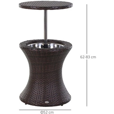 Outsunny Rattan Ice Bucket Activity Bar Cooler Table Beer Brown Outdoor Patio 4 Outsunny Rattan Ice Bucket Activity Bar Cooler Table Beer Brown Outdoor Patio - Image 2
