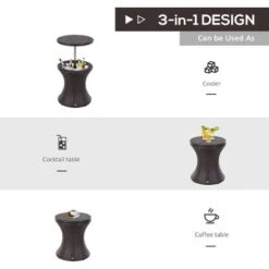 Outsunny Rattan Ice Bucket Activity Bar Cooler Table Beer Brown Outdoor Patio 10 Outsunny Rattan Ice Bucket Activity Bar Cooler Table Beer Brown Outdoor Patio -Outdoor Furniture Store 3876486 4