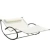Outsunny Hammock Chair Sun Bed Rock Seat W/ Metal Texteline W/ Pillow Beige -Outdoor Furniture Store 3876487 1