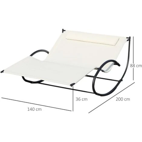 Outsunny Hammock Chair Sun Bed Rock Seat W/ Metal Texteline W/ Pillow Beige 4 Outsunny Hammock Chair Sun Bed Rock Seat W/ Metal Texteline W/ Pillow Beige - Image 2