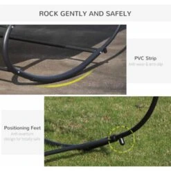 Outsunny Hammock Chair Sun Bed Rock Seat W/ Metal Texteline W/ Pillow Beige 11 Outsunny Hammock Chair Sun Bed Rock Seat W/ Metal Texteline W/ Pillow Beige -Outdoor Furniture Store 3876487 5