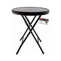 40cm Black Round Folding Side Drinks Table