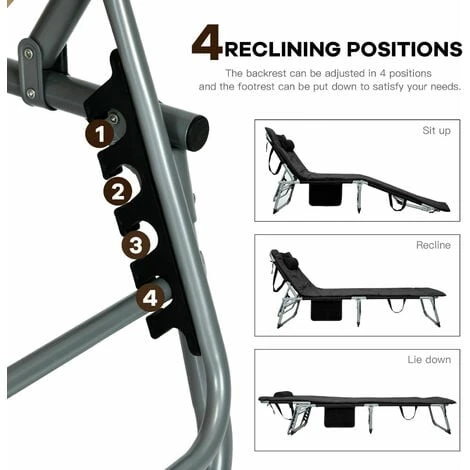 Adjustable Beach Chaise Lounger Deck Chair W/ Soft Mattress & Removable Pillow 5 Adjustable Beach Chaise Lounger Deck Chair W/ Soft Mattress & Removable Pillow - Image 3