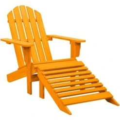 Garden Adirondack Chair With Ottoman Solid Fir Wood Orange VidaXL