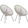 2 Accent Chair Set Round Rattan Weave Steel Living Room Light Grey Acapulco II