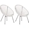 2 Accent Chair Set Round Rattan Weave Steel Living Room White Acapulco II -Outdoor Furniture Store 40130799 1