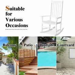 Outdoor Rocking Chair Wooden Patio Acacia Porch Wicker Garden Backyard Balcony -Outdoor Furniture Store 40172744 3