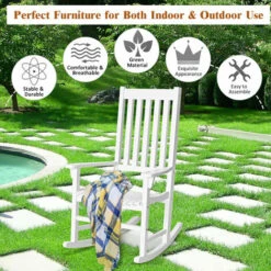 Outdoor Rocking Chair Wooden Patio Acacia Porch Wicker Garden Backyard Balcony -Outdoor Furniture Store 40172744 4