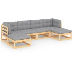 6 Piece Garden Lounge Set With Cushions Solid Wood Pine VidaXL