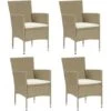 Garden Dining Chairs 4 Pcs Poly Rattan Beige VidaXL