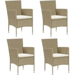 Garden Dining Chairs 4 Pcs Poly Rattan Beige VidaXL