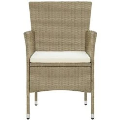 Garden Dining Chairs 4 Pcs Poly Rattan Beige VidaXL -Outdoor Furniture Store 40501007 4