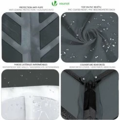 VOUNOT 3x3m Heavy Duty Gazebo With 4 Sides, Pop Up Gazebo Fully Waterproof Party Tent With Roller Bag And Leg Weights, Grey -Outdoor Furniture Store 40604590 4