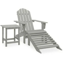 Garden Adirondack Chair With Ottoman&Table Solid Fir Wood Grey VidaXL