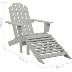 Garden Adirondack Chair With Ottoman&Table Solid Fir Wood Grey VidaXL -Outdoor Furniture Store 41987965 3