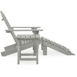 Garden Adirondack Chair With Ottoman&Table Solid Fir Wood Grey VidaXL -Outdoor Furniture Store 41987965 4