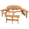 Outsunny 6 Person Fir Wood Parasol Table Bench Set Outdoor Garden Patio Dining -Outdoor Furniture Store 4249527 1