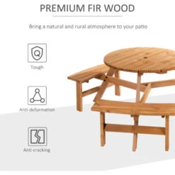 Outsunny 6 Person Fir Wood Parasol Table Bench Set Outdoor Garden Patio Dining 11 Outsunny 6 Person Fir Wood Parasol Table Bench Set Outdoor Garden Patio Dining -Outdoor Furniture Store 4249527 5