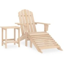 Garden Adirondack Chair With Ottoman And Table Solid Fir Wood VidaXL