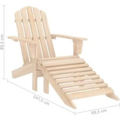 Garden Adirondack Chair With Ottoman And Table Solid Fir Wood VidaXL -Outdoor Furniture Store 42691384 3